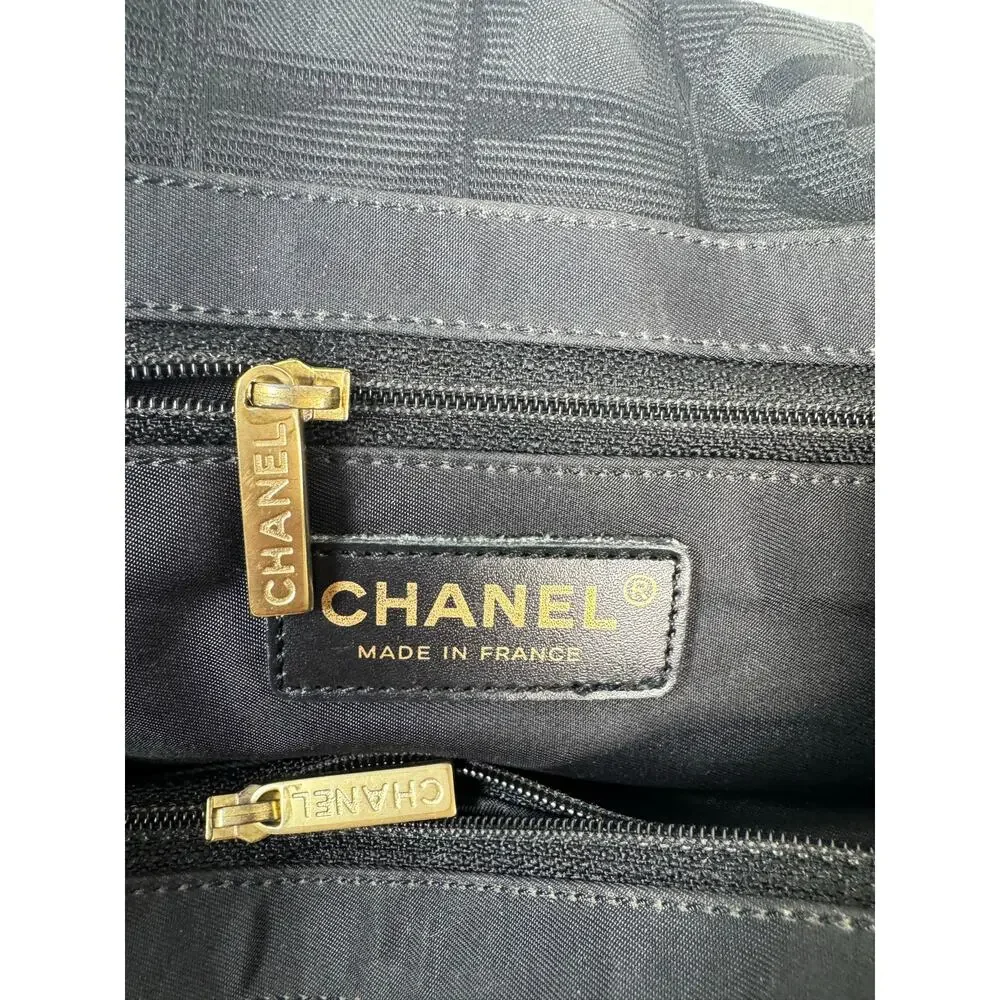 Chanel New Travel Line Tote Black Jacquard CC Shoulder Bag